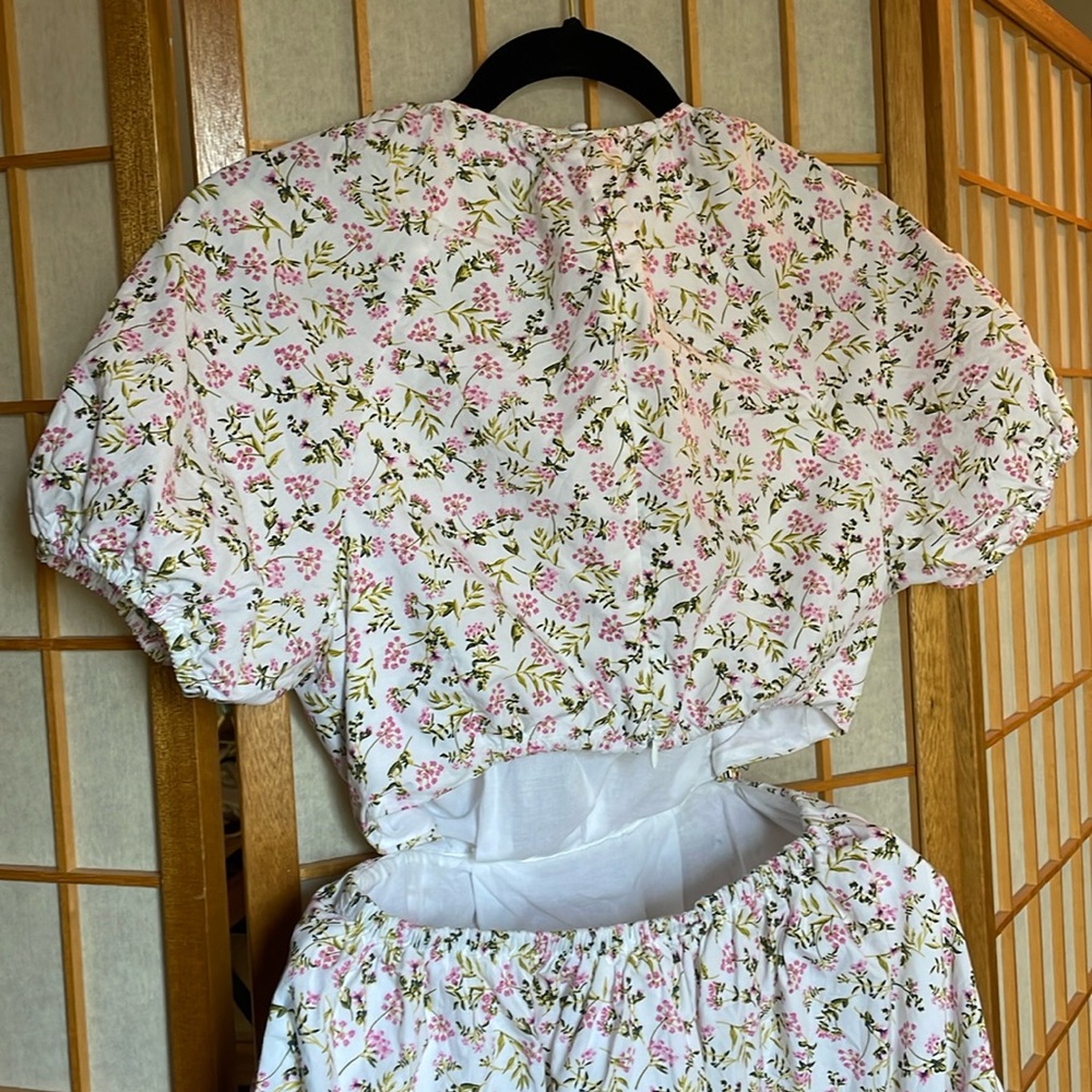 J. Crew Eden Poplin Meadow Floral Midi Short Sleeve Lower Back Cutout Dress 4 - Picture 13 of 16